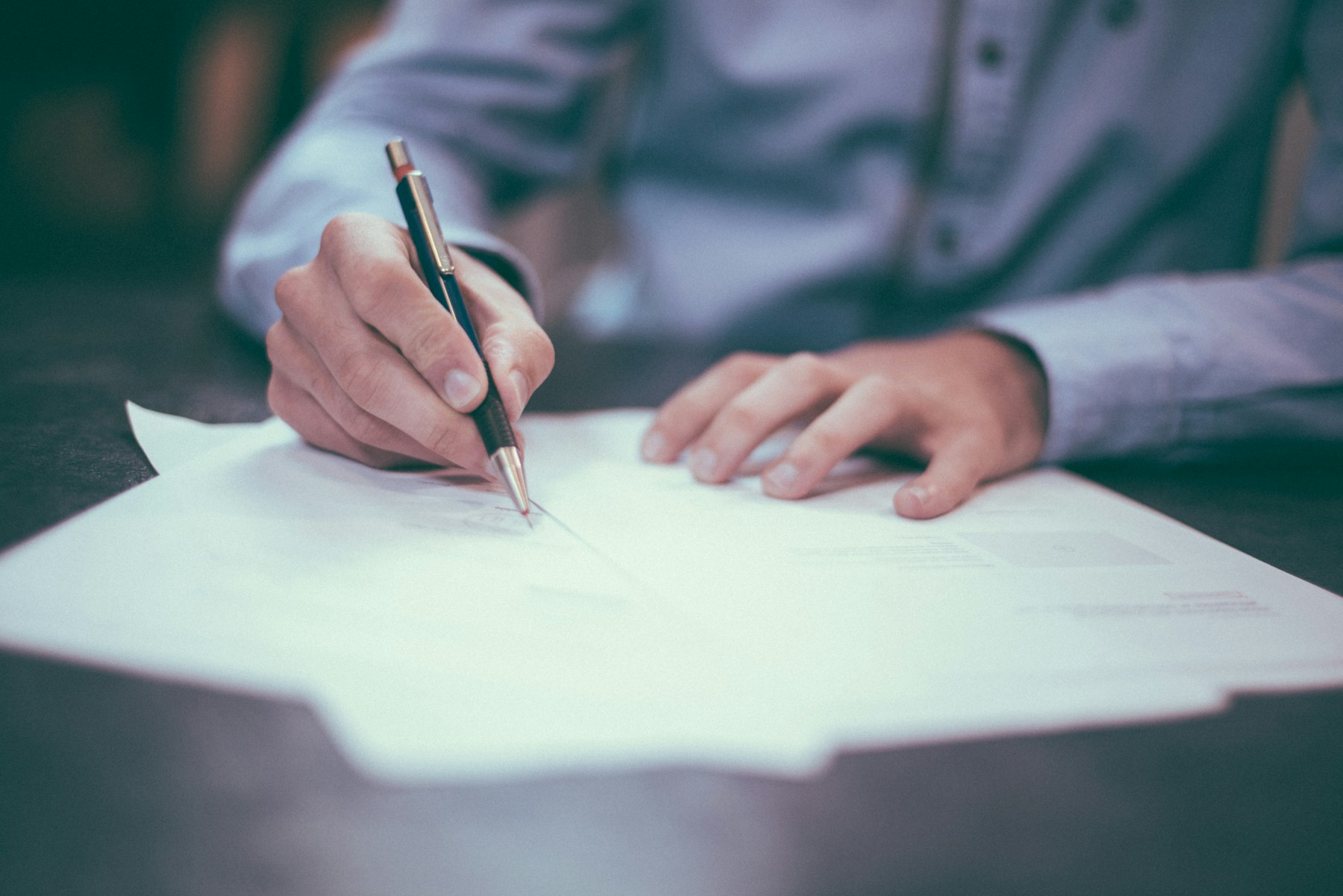 Legal document being signed